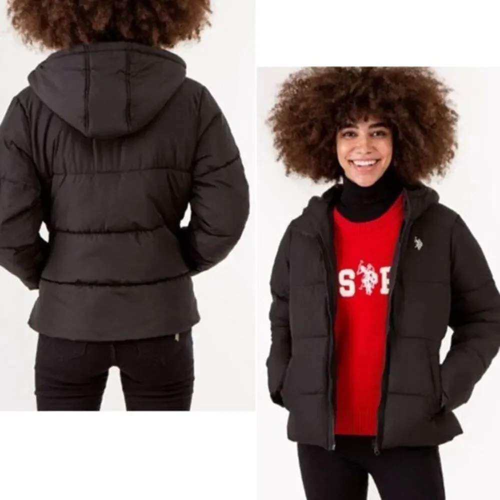 US Polo Women  Hooded Puffer Jacket‎